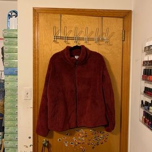 New with tag Victoria’s Secret pink brand maroon teddy bear zip up size large